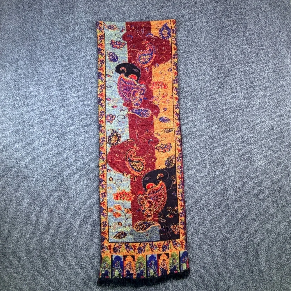 Shawl Neck Scarf‎ Womens Multicolor Paisley Pashmina Cashmere Fringe Hem Boho